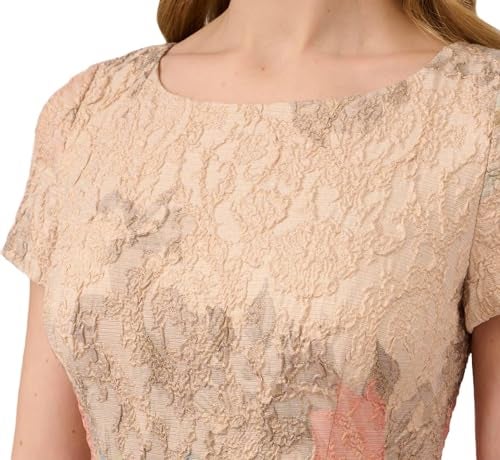 Adrianna Papell Women's Short-Sleeve Floral Matteleasse Column Gown, Blush Multi, 6 - Image 2
