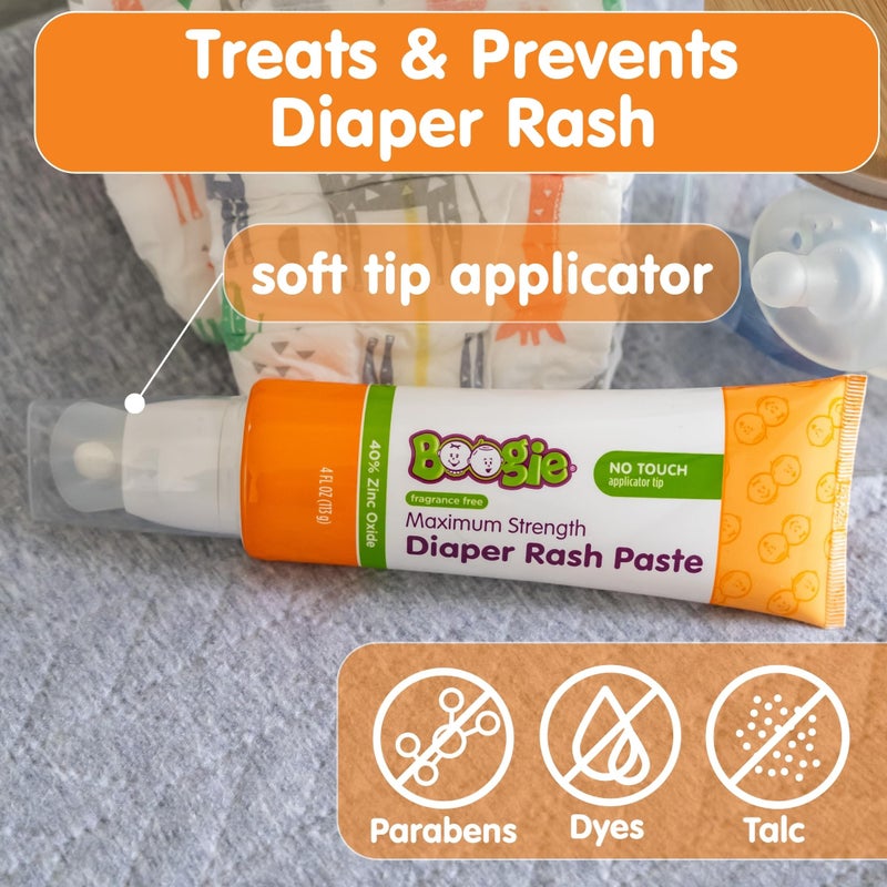 Boogie Diaper Rash Paste, Maximum Strength 40% Zinc Oxide, Mess-Free Applicator, Soothes Baby Bum, Diaper Bag Essential, 4oz - Image 4
