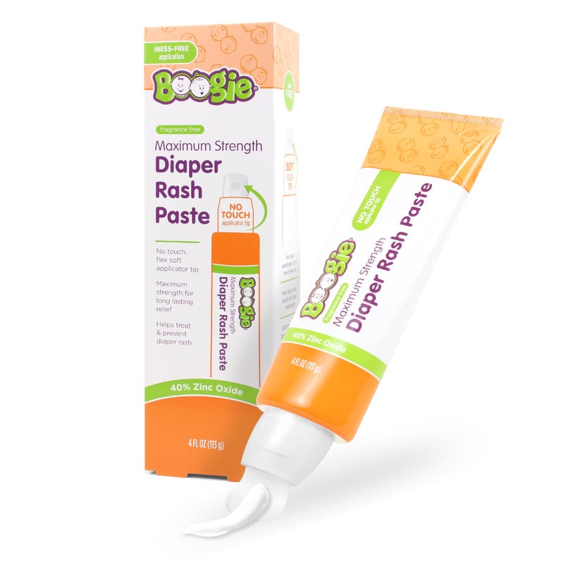 Boogie Diaper Rash Paste, Maximum Strength 40% Zinc Oxide, Mess-Free Applicator, Soothes Baby Bum, Diaper Bag Essential, 4oz - Image 1