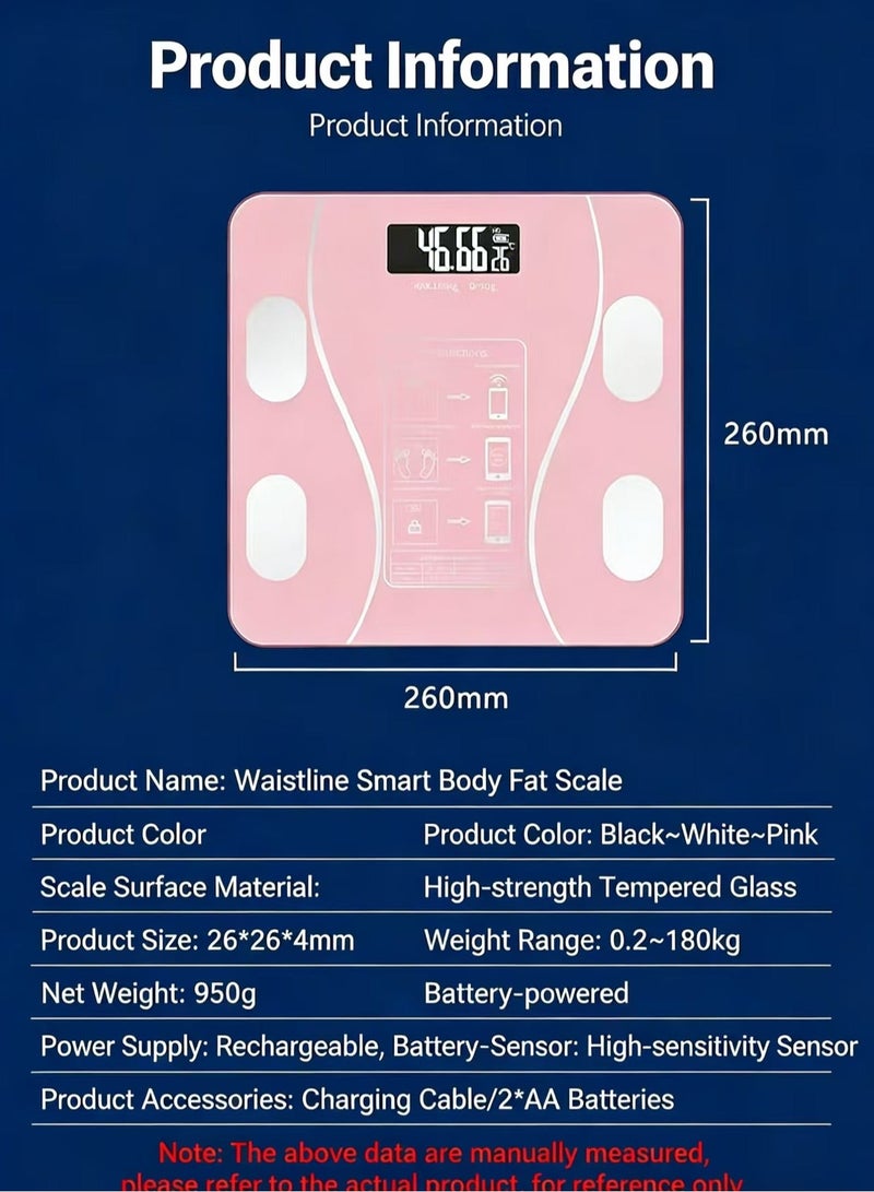 HIFINIT Smart Scale With Bluetooth, Body Fat Scale, Wireless Digital Bathroom Scale, 12 Measurements, Weight/body Fat/bmi, Fitness Body Composition Analysis,PINK. - Image 2