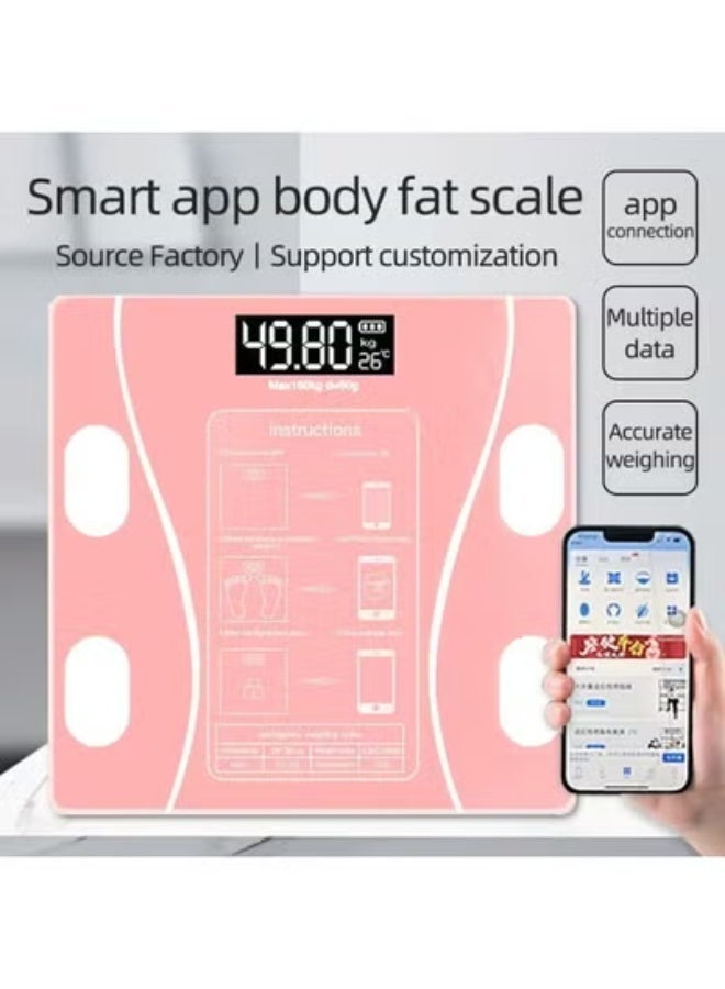 HIFINIT Smart Scale With Bluetooth, Body Fat Scale, Wireless Digital Bathroom Scale, 12 Measurements, Weight/body Fat/bmi, Fitness Body Composition Analysis,PINK. - Image 1