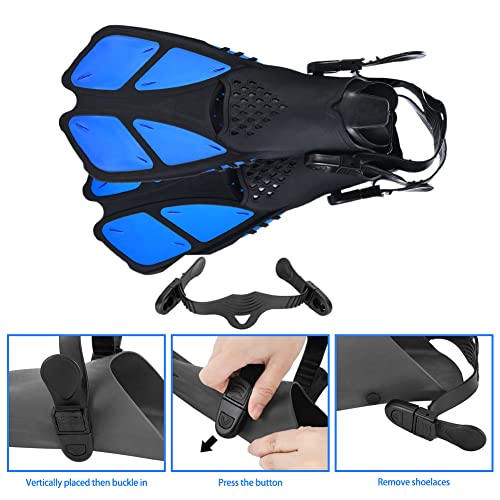 Delavala Kids Snorkel Set with Fins (Blue - S/M ) -, Snorkel Fins Mask Set Child Snorkeling Gear with Flippers Anti Leak, Snorkel Fins Set Diving Mask, Junior Snorkel Set Tempered Glass, 4-14 YRS - Image 2