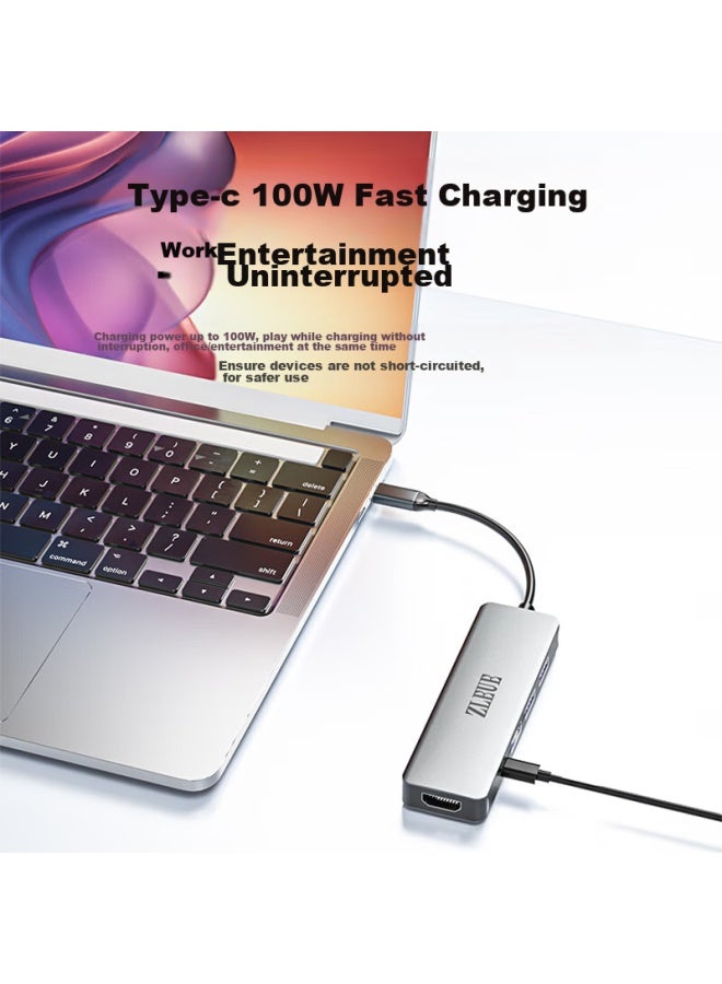 Zleue Type-c Hub With Usb Splitter, Usb Adapter, Hdmi Converter, 4k Hd Screen Mirroring, Pd Fast Charging, Compatible With Smartphones, Tablets, And Laptops E109a - Image 4