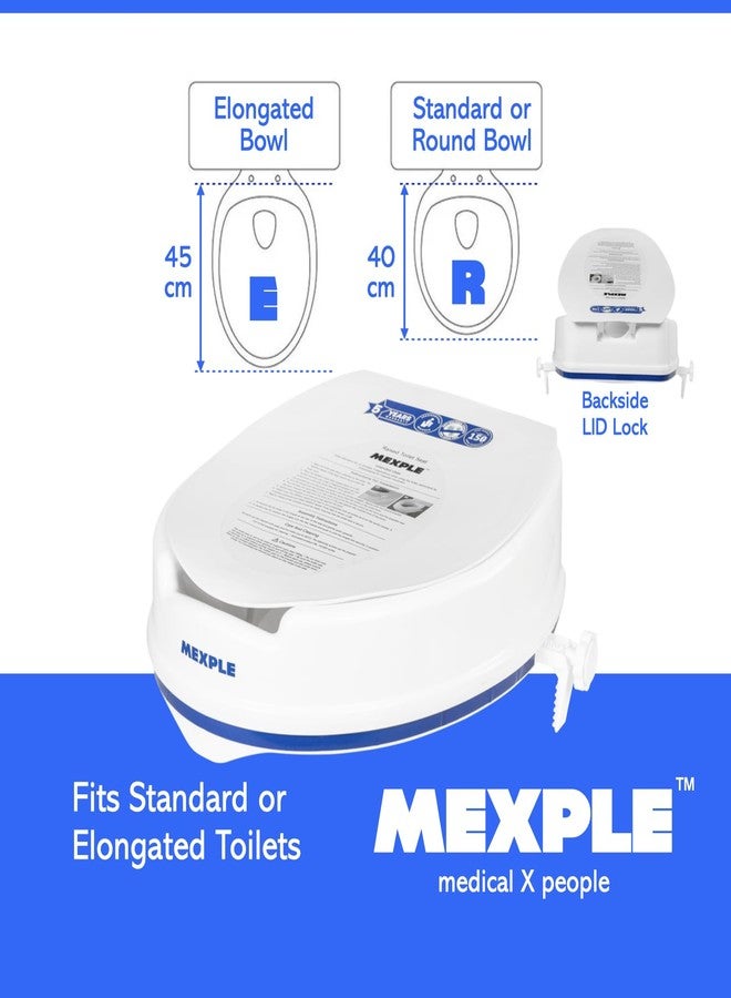 MEXPLE RaiXer4 Raised Toilet Seat Raiser Elevator (4 Inch) (5 Years Warranty) | Plastic Commode Seat Extension | Tool Free Installation | For Handicap, Knee Patients, Old Senior Citizen - White - Image 4