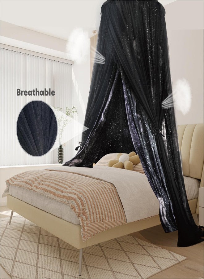 ZXPLO 32"x 106" Bed Canopy for Girls & Adults, Double Layer Princess Round Dome Bed Curtain Canopy Drapes, Dreamy Mosquito Net Reading Nook, Bedroom Decoration (Moon) - Image 3