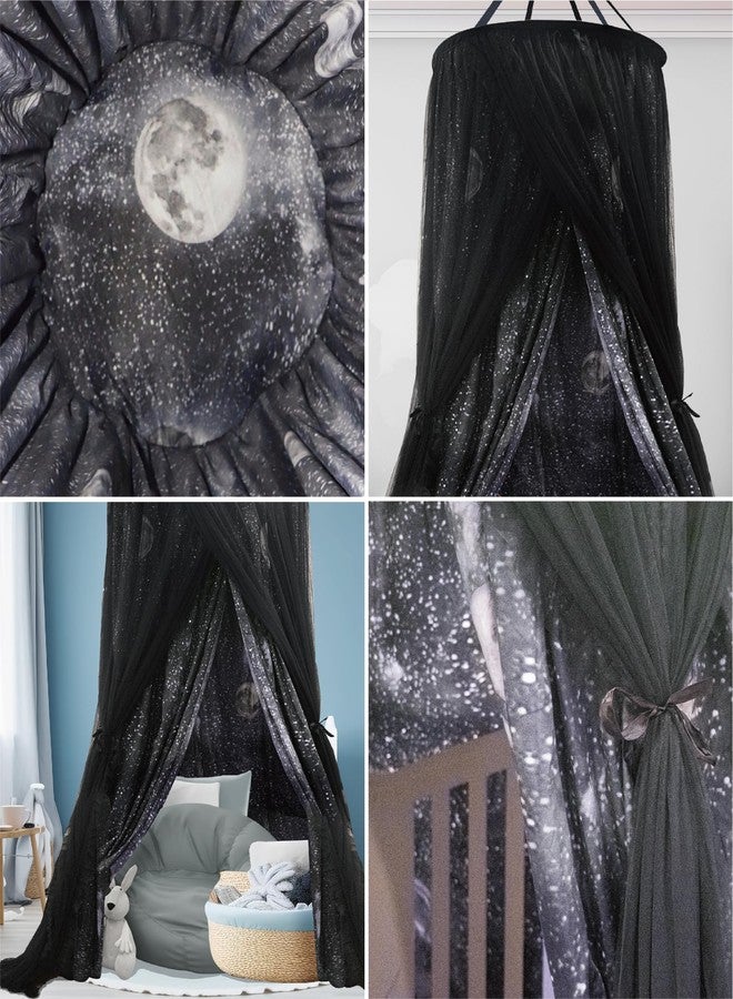 ZXPLO 32"x 106" Bed Canopy for Girls & Adults, Double Layer Princess Round Dome Bed Curtain Canopy Drapes, Dreamy Mosquito Net Reading Nook, Bedroom Decoration (Moon) - Image 5