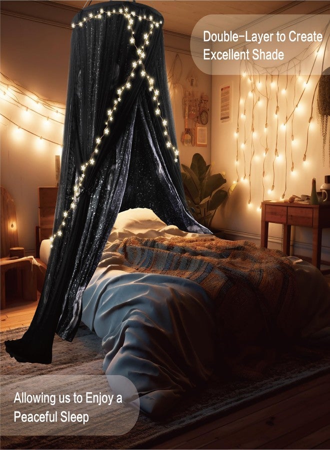 ZXPLO 32"x 106" Bed Canopy for Girls & Adults, Double Layer Princess Round Dome Bed Curtain Canopy Drapes, Dreamy Mosquito Net Reading Nook, Bedroom Decoration (Moon) - Image 2