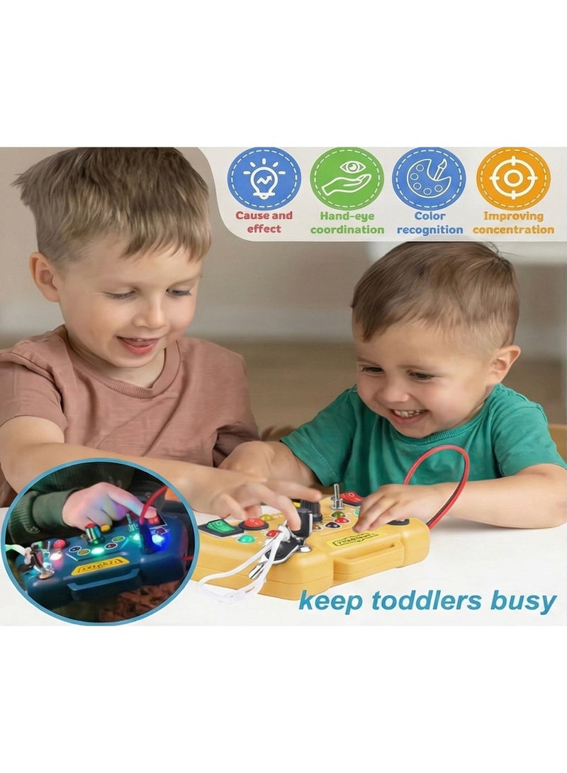 Busy Board Montessori Sensory Toy for Toddlers 1-3 Years | Plastic Travel Activity Board with LED Light Switches | Early Learning Puzzle for Kids | Gift for Boys & Girls - Image 4