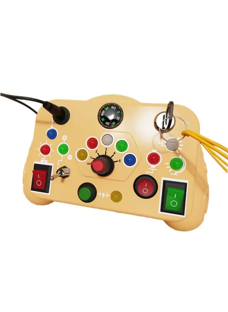 Busy Board Montessori Sensory Toy for Toddlers 1-3 Years | Plastic Travel Activity Board with LED Light Switches | Early Learning Puzzle for Kids | Gift for Boys & Girls - Image 1