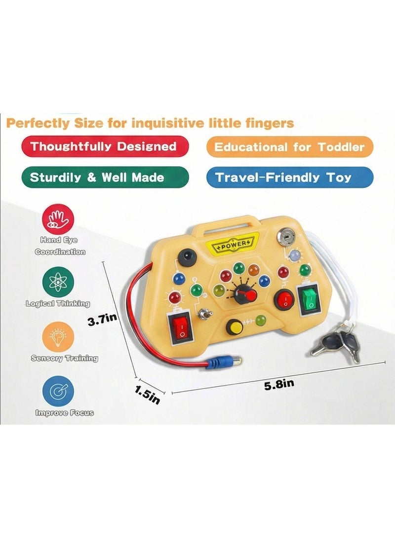 Busy Board Montessori Sensory Toy for Toddlers 1-3 Years | Plastic Travel Activity Board with LED Light Switches | Early Learning Puzzle for Kids | Gift for Boys & Girls - Image 2