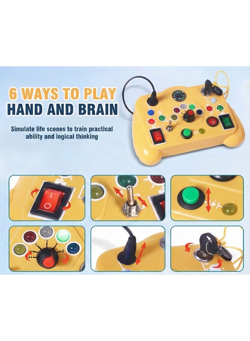 Busy Board Montessori Sensory Toy for Toddlers 1-3 Years | Plastic Travel Activity Board with LED Light Switches | Early Learning Puzzle for Kids | Gift for Boys & Girls - Image 5