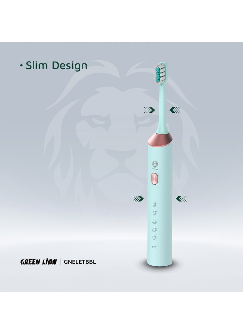 GREEN LION - Electric Toothbrush with 5 Modes & 4 Brush Heads, Suitable For Sensitive & Color Teeth, Standard Whitening, Intelligent Timing, Slim Design, IPX7 Waterproof - Blue - Image 1