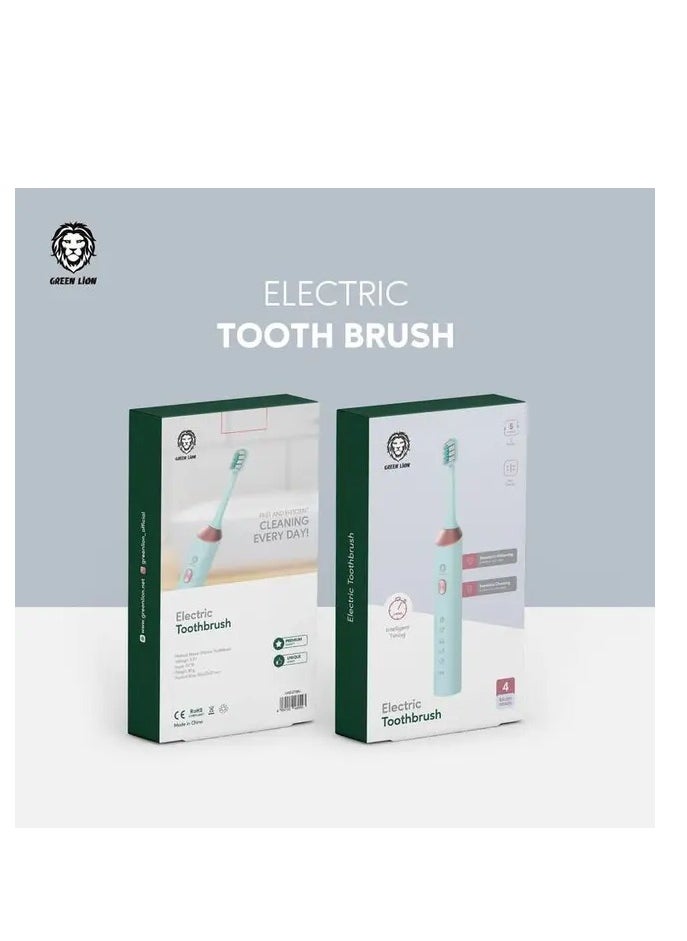 GREEN LION - Electric Toothbrush with 5 Modes & 4 Brush Heads, Suitable For Sensitive & Color Teeth, Standard Whitening, Intelligent Timing, Slim Design, IPX7 Waterproof - Blue - Image 1