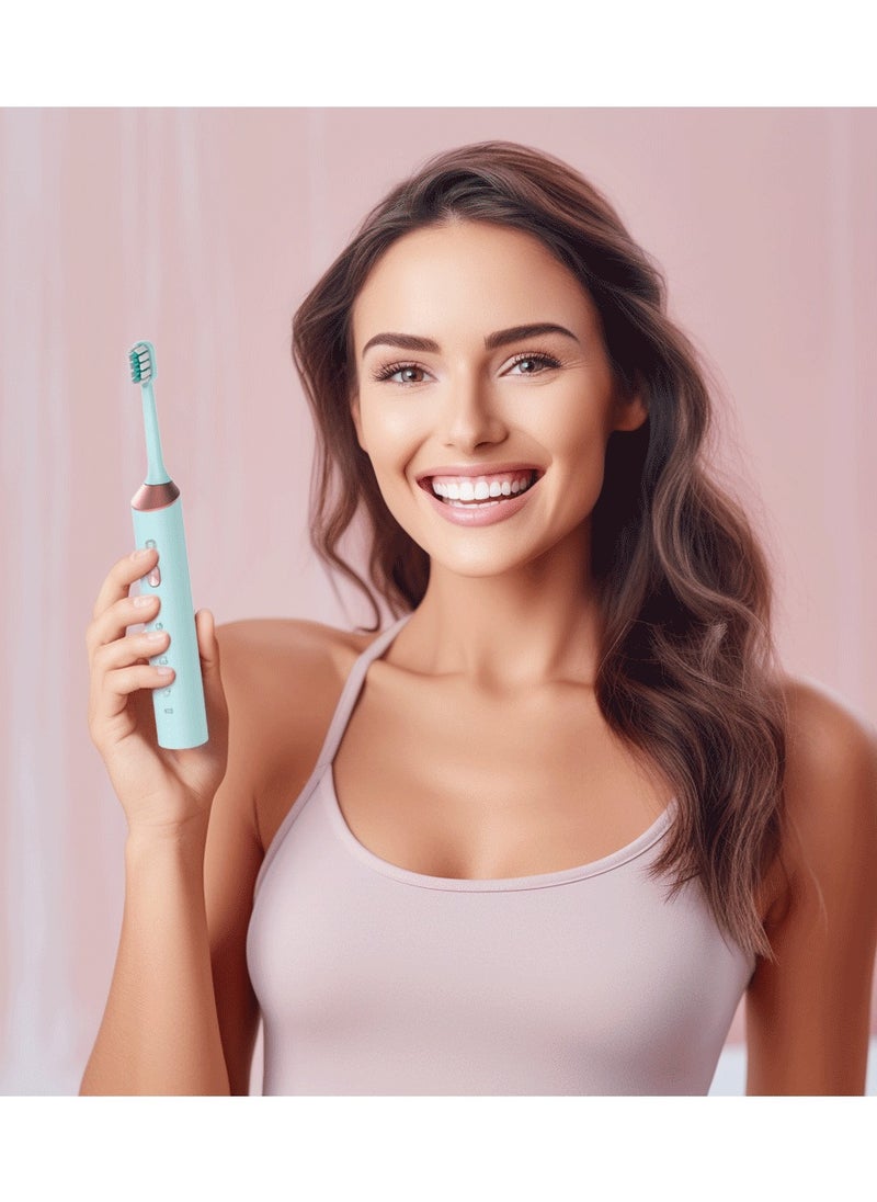 GREEN LION - Electric Toothbrush with 5 Modes & 4 Brush Heads, Suitable For Sensitive & Color Teeth, Standard Whitening, Intelligent Timing, Slim Design, IPX7 Waterproof - Blue - Image 1