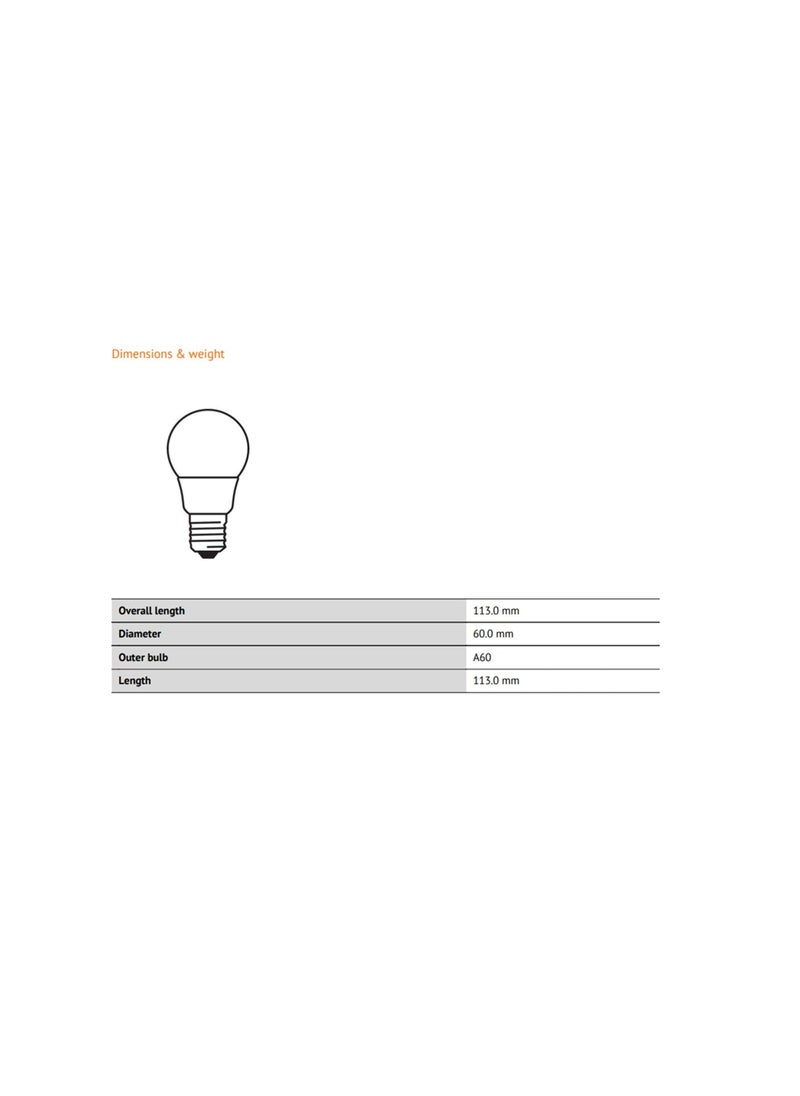 Osram Osram LED Value Classic A60 Bulb E27 8.5W Daylight, UV and Flicker Free, No Blue Light Hazard, 806lm 6500K Frosted with ESMA Approval Pack of 10, White  - Image 2