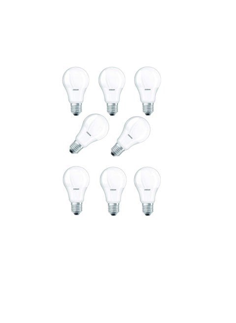 Osram LED Value Classic A60 Bulb E27 8.5W Daylight, UV and Flicker Free, No Blue Light Hazard, 806lm 6500K Frosted with ESMA Approval Pack of 10, White