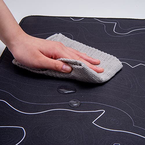 Con-Tact Brand XL Extended Mouse Pad - L-Shaped Desk Mat with Stitched Edges - Non-Slip, Water-Resistant Keyboard Mat - Extra Large Desk Pad for Gamers, Home & Office Use - 36.22" x 15.74" (Topo) - Image 3