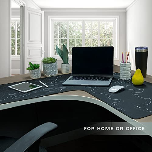 Con-Tact Brand XL Extended Mouse Pad - L-Shaped Desk Mat with Stitched Edges - Non-Slip, Water-Resistant Keyboard Mat - Extra Large Desk Pad for Gamers, Home & Office Use - 36.22" x 15.74" (Topo) - Image 4