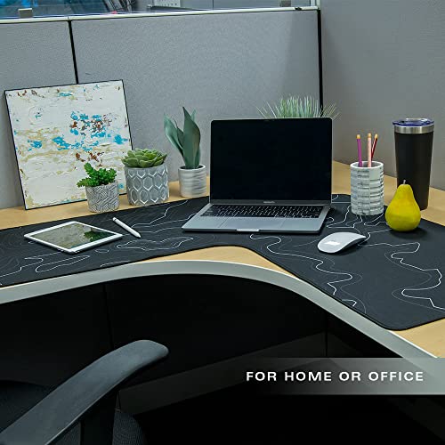 Con-Tact Brand XL Extended Mouse Pad - L-Shaped Desk Mat with Stitched Edges - Non-Slip, Water-Resistant Keyboard Mat - Extra Large Desk Pad for Gamers, Home & Office Use - 36.22" x 15.74" (Topo) - Image 5