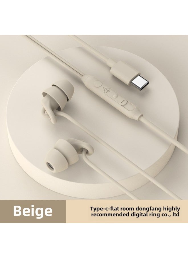 Generic - Suitable For Apple Vivo Xiaomi OPPO Sleep Headphones Wired Quality E-commerce Good Goods In-ear Non-pressure Ear Sleeping-Color:TYPE-C Beige - Image 1