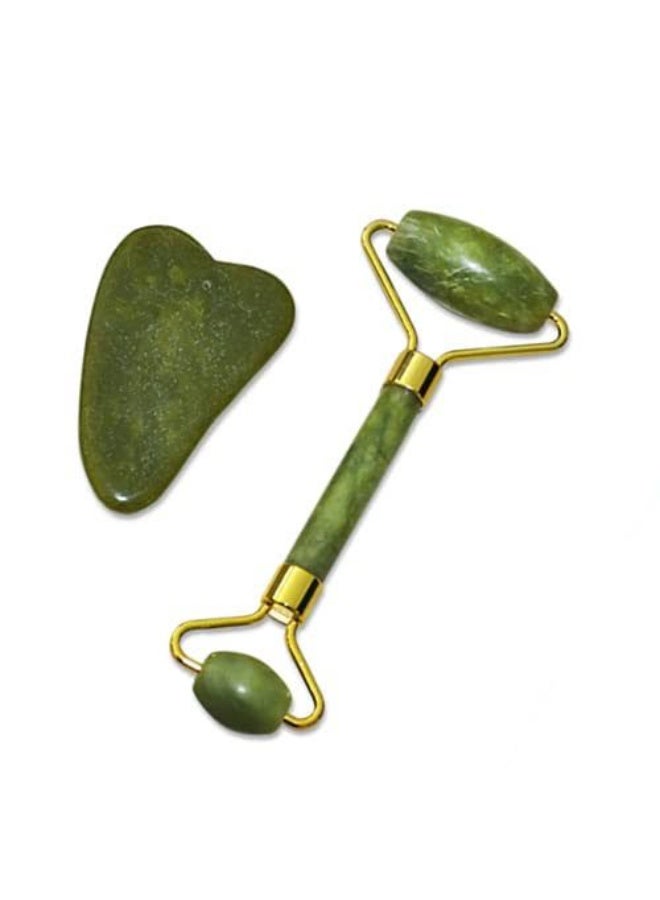 Jade Roller & Gua Sha Facial Tools Women's Beauty Roller Skin Care Tools Real natural jade Used for Face Eyes Neck Body Muscle Relaxing  SGSJR3 - Image 1