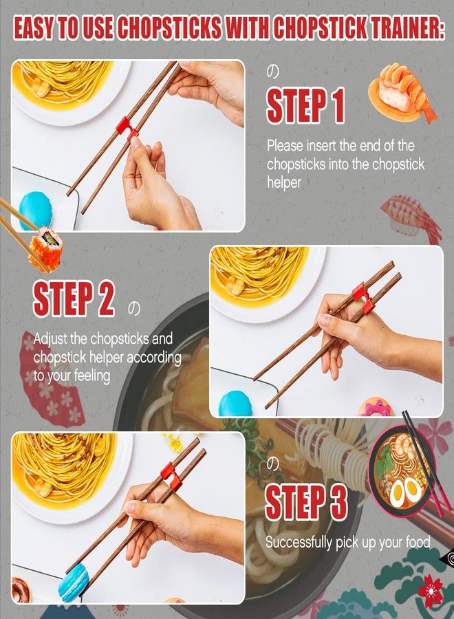 Suttmin 200 Pcs Reusable Chopsticks Helper Chopstick Trainer Multicolor Training Chopsticks Hinges Connector Red Black Plastic Practice Chinese Chop Stick Helper for Adult Learner Beginner Arthritis - Image 3