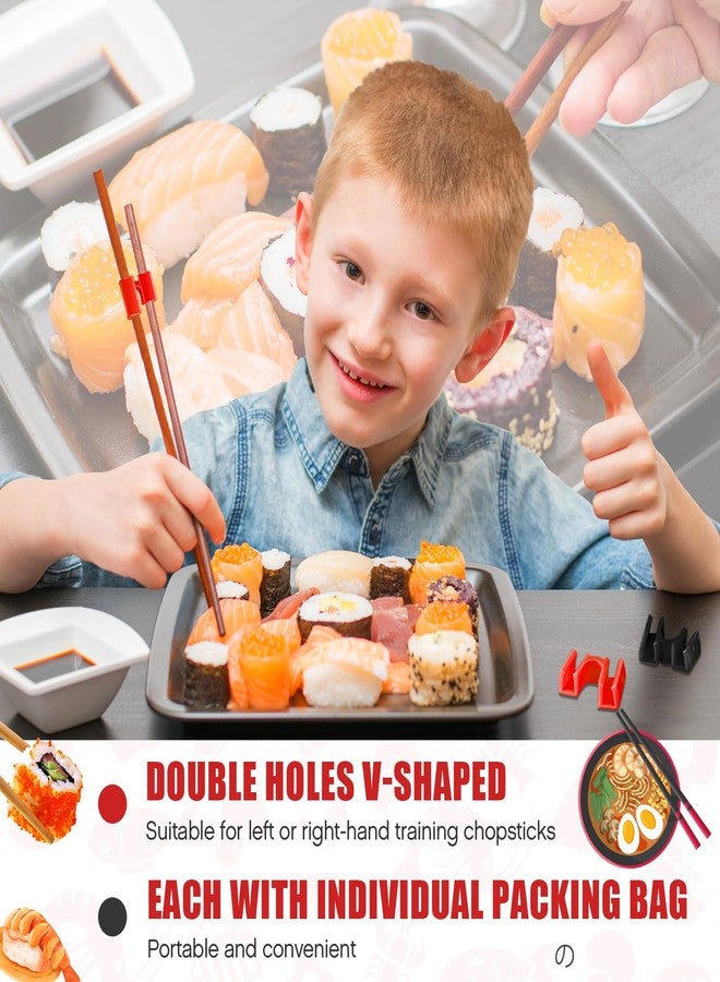 Suttmin 200 Pcs Reusable Chopsticks Helper Chopstick Trainer Multicolor Training Chopsticks Hinges Connector Red Black Plastic Practice Chinese Chop Stick Helper for Adult Learner Beginner Arthritis - Image 4