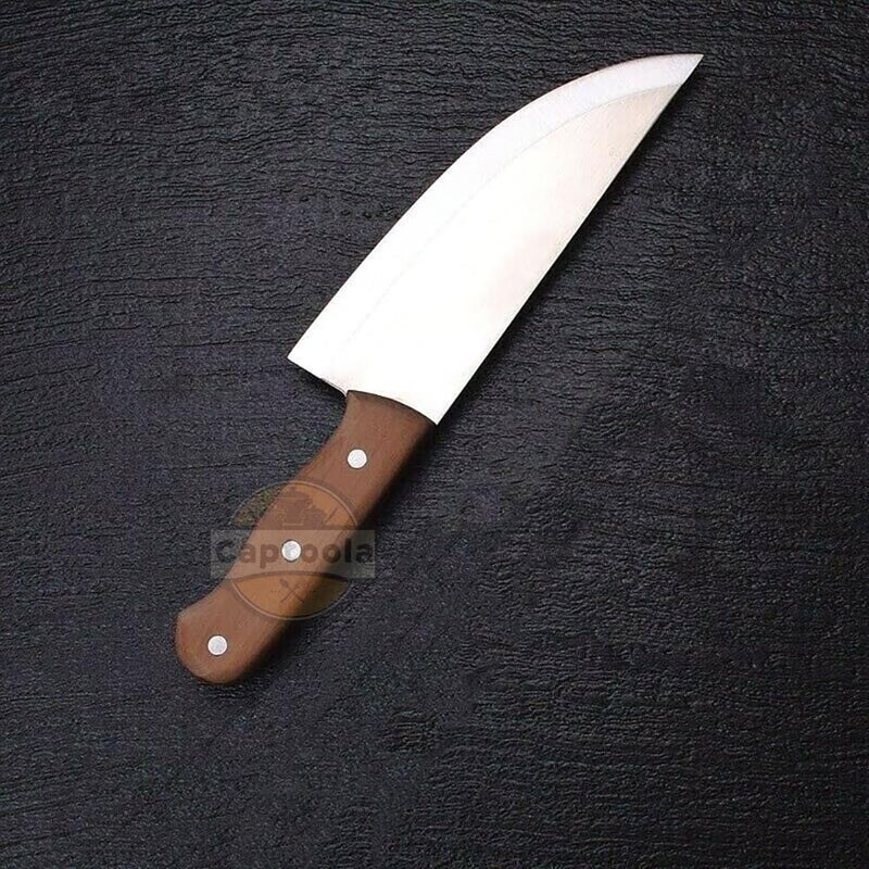 Captoola سكين شيف صربي من كابتولا - سكاكين مطبخ كاملة الشفرة - سكين جزار مناسب لقطع الخضار والأسماك وغيرها للمطبخ والفنادق والمطاعم مع عصا شحذ - عبوة من 4 قطع - Image 4