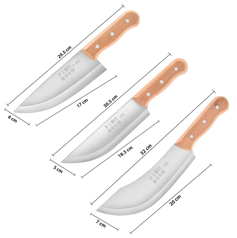 Captoola سكين شيف صربي من كابتولا - سكاكين مطبخ كاملة الشفرة - سكين جزار مناسب لقطع الخضار والأسماك وغيرها للمطبخ والفنادق والمطاعم مع عصا شحذ - عبوة من 4 قطع - Image 2