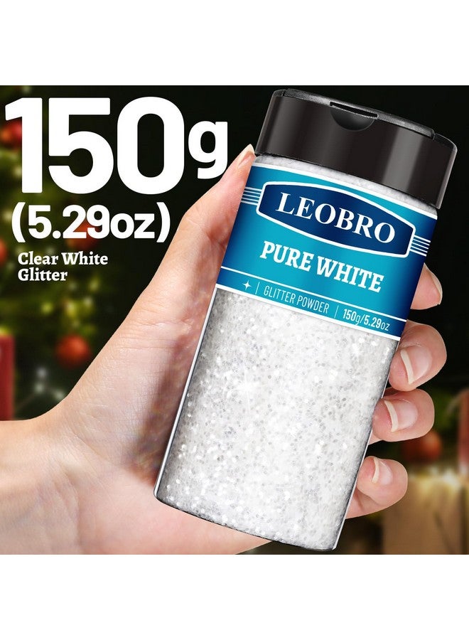 LEOBRO White Glitter, Glitter, 150G/5.29Oz Snow Glitter For Crafts, Clear Glitter, Iridescent Glitter Snow Craft Glitter Flakes Glitter For Resin Arts Crafts Tumbler Christmas Decor, 1/24”(1Mm) - Image 2