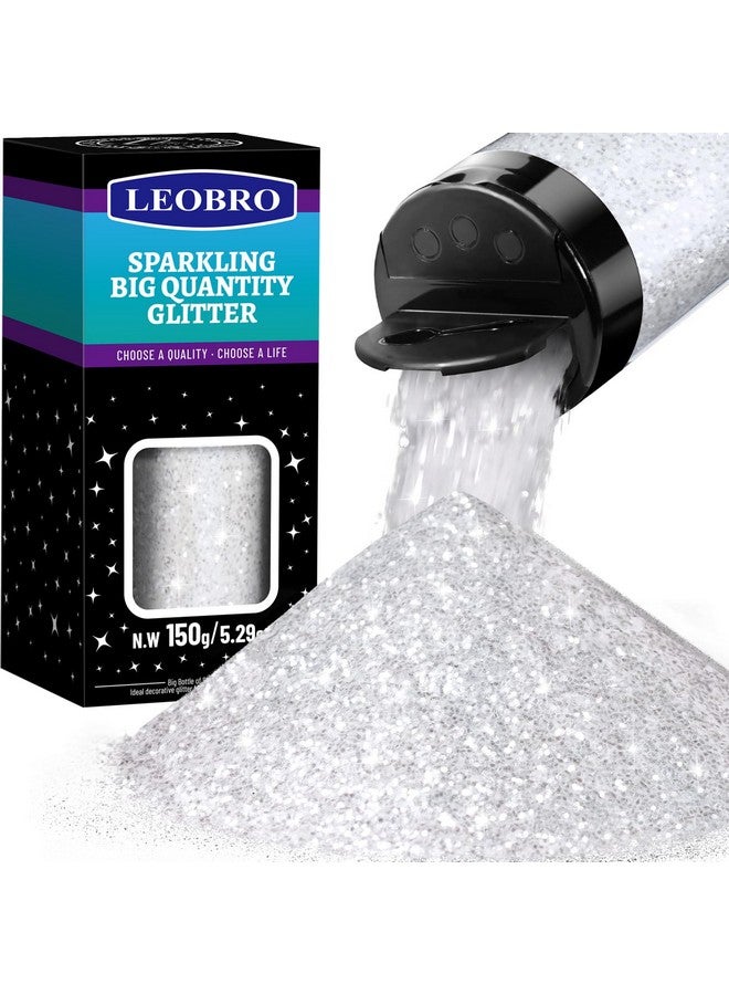 LEOBRO White Glitter, Glitter, 150G/5.29Oz Snow Glitter For Crafts, Clear Glitter, Iridescent Glitter Snow Craft Glitter Flakes Glitter For Resin Arts Crafts Tumbler Christmas Decor, 1/24”(1Mm) - Image 1