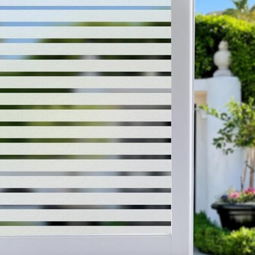WISDOM Window Film for Glass (2 Ftx 8 Ft) Privacy Glass Frosted Decorative Window Film (Stripe/Frosted, 1) - Image 1