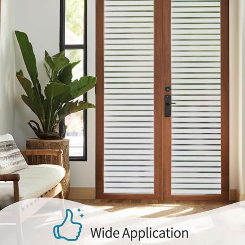 WISDOM Window Film for Glass (2 Ftx 8 Ft) Privacy Glass Frosted Decorative Window Film (Stripe/Frosted, 1) - Image 5