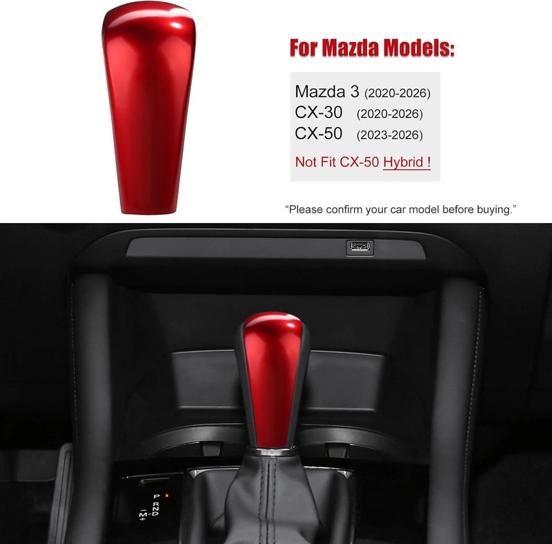 ANFOKAS for Mazda 3 CX-30 2023 2022 2021 2020 for Mazda CX-50 2023 Accessories Sporty Car Auto Gears Panel Gear Shift Knob Cover Trim Cap - Red - Image 2