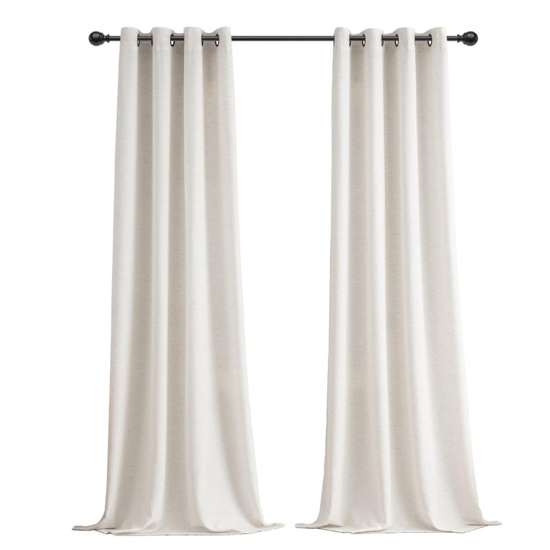 VOILYBIRD Off White Curtains Black Grommets Sheers Curtains 84 Inches Long for Bedroom Farmhouse Drapes Basketweave Texture, 52â€W x 84â€L, 2 Panels - Image 2