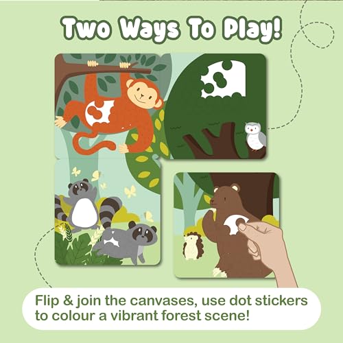 Binca Dotties Dot Art Activity Kit, 750+ Stickers, Forest Animals Mess-Free Activities, DIY Dot Sticker Art for Toddlers, Kids Travel Activities, Craft Kits & Gifts for Boys & Girls Ages 4,5,6,7 - Image 3
