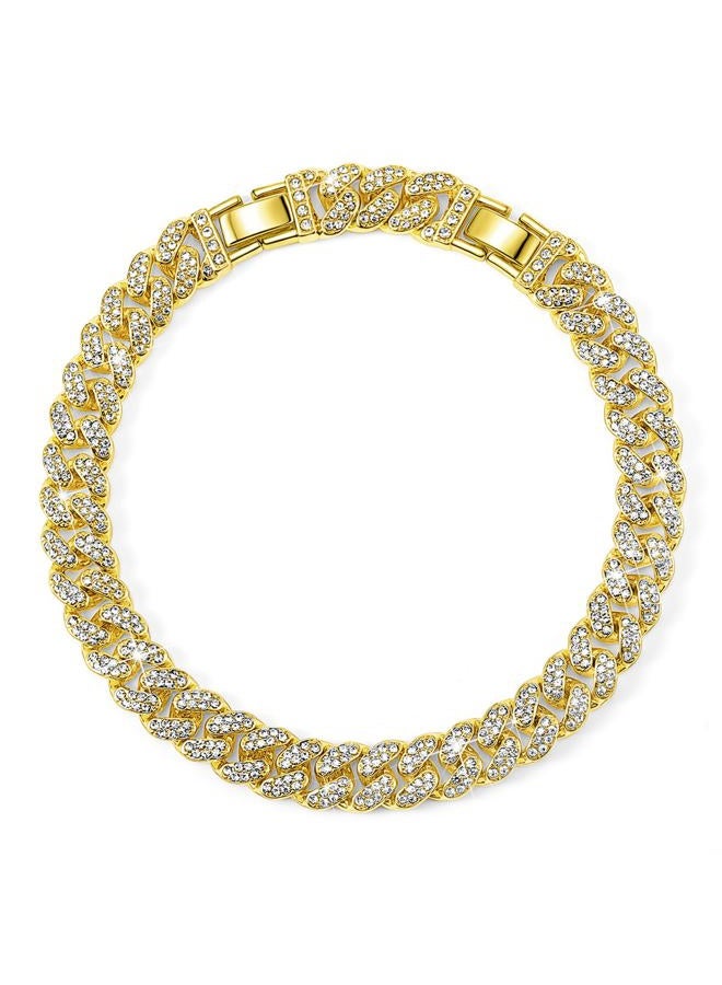 Batiyeer Women's Ankle Bracelets Cuban Link Chain Anklets Adjustable Chunky Anklets with Detachable Extender Rhinestone Bling Jewelry Gifts, 10 Mm, 8+2 Inches, zinc alloy and rhinestones, no gemstone - Image 1