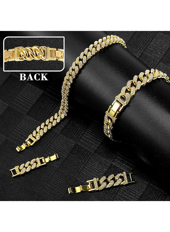 Batiyeer Women's Ankle Bracelets Cuban Link Chain Anklets Adjustable Chunky Anklets with Detachable Extender Rhinestone Bling Jewelry Gifts, 10 Mm, 8+2 Inches, zinc alloy and rhinestones, no gemstone - Image 3