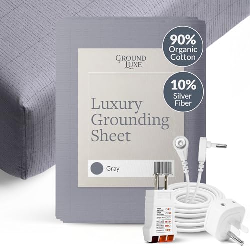 GroundLuxe Organic Fitted Grounding Sheet in Gray for a King Size Bed - Image 1