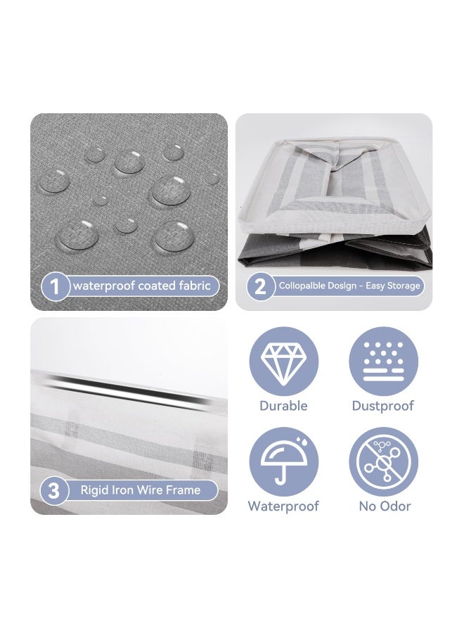 سلة غسيل كبيرة سعة 75 لتر، سلة غسيل قابلة للطي مع مقبض لتحميل سهل، سلة غسيل مستقلة مقاومة للماء لتخزين الملابس المتسخة في غرفة النوم أو الحمام - رمادي - Image 5