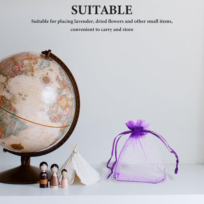 SOLUSTRE Lavender Sachet Bags Empty 7x9cm Mesh Cotton Drawstring Pouches for Drawer Storage and Fragrance 100pcs Refillable Decorative Lavender Pouches for Home and Wardrobe - Image 5