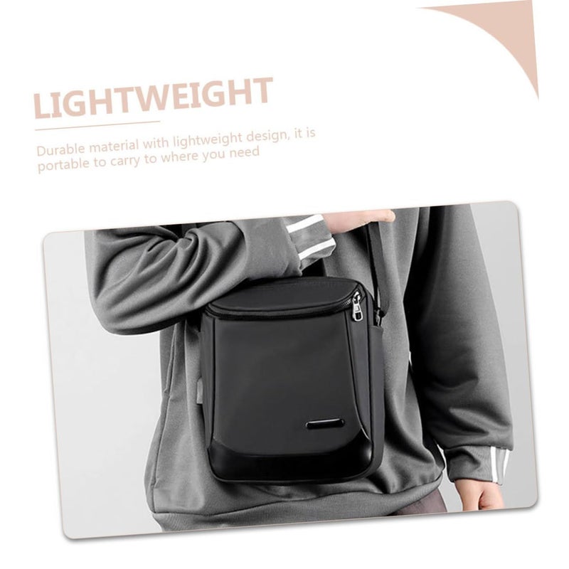 Plain Black Nylon Crossbody Business Bag for Men Work School Travel Briefcase - Image 5