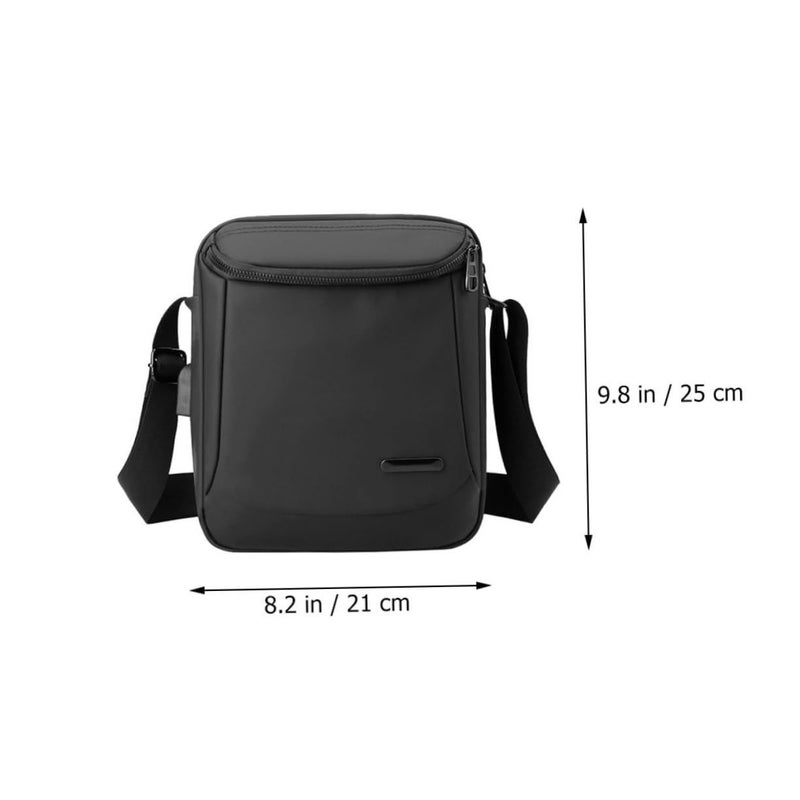 Plain Black Nylon Crossbody Business Bag for Men Work School Travel Briefcase - Image 3