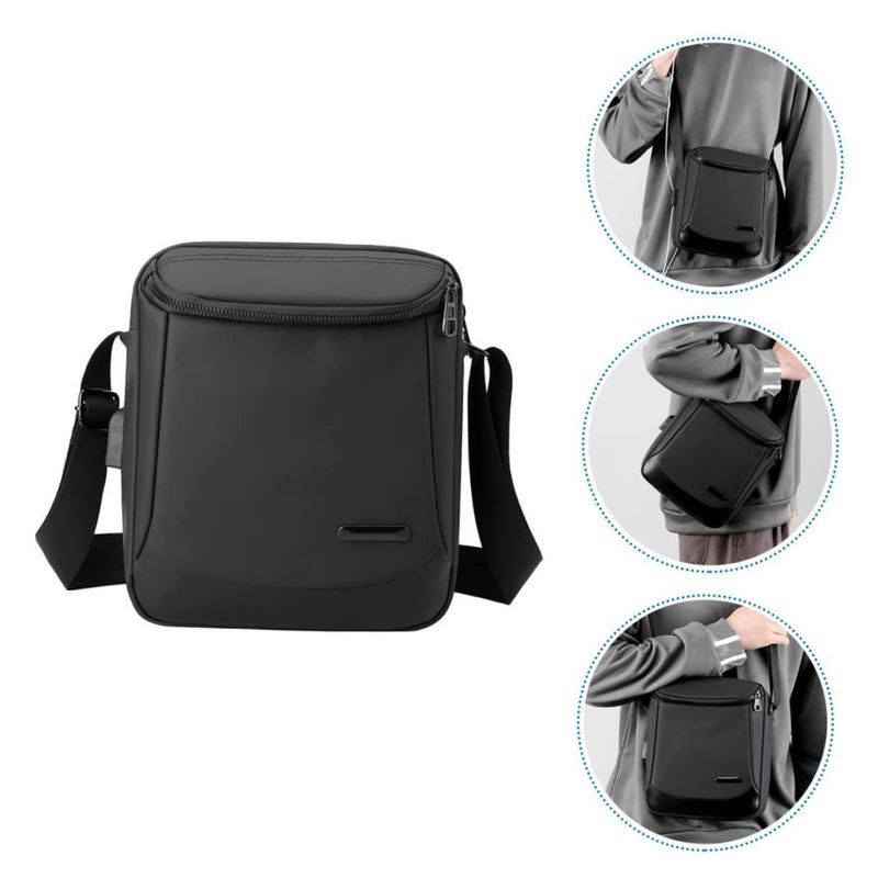 Plain Black Nylon Crossbody Business Bag for Men Work School Travel Briefcase - Image 4
