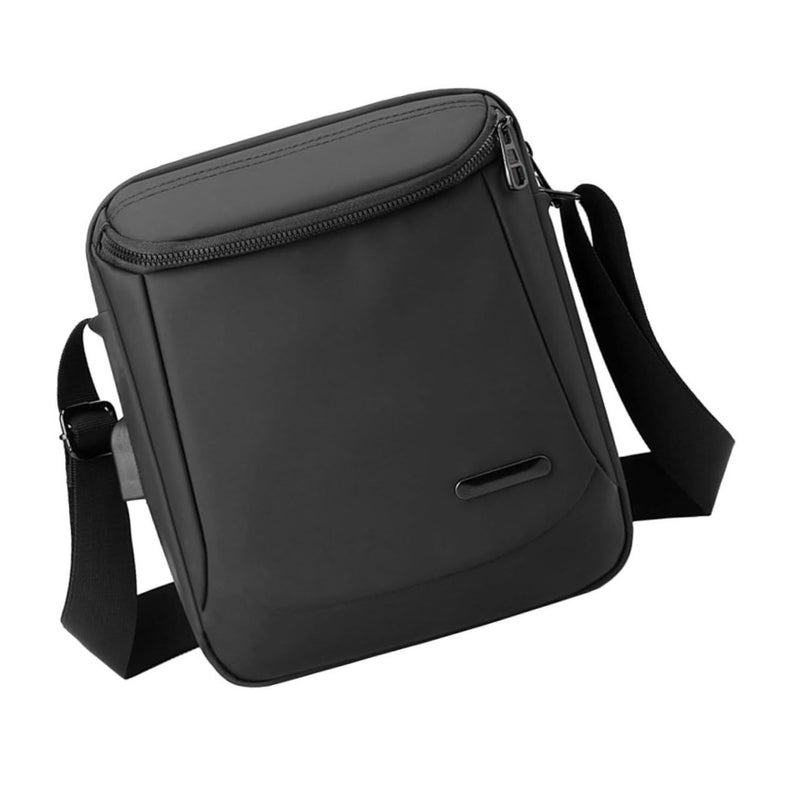 Plain Black Nylon Crossbody Business Bag for Men Work School Travel Briefcase - Image 2