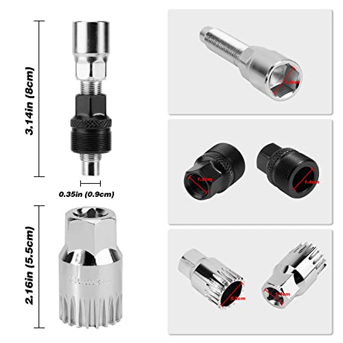 Oumers Crank Puller Bike Tool, Bike Crank Extractor + Bike Bottom Bracket Remover + 16mm Spanner Wrench + Hexagonal Wrench for Removing - Image 3