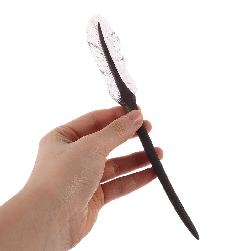 Vintage Chinese Hair Sticks Plum-colored Quill Hair Chopsticks Black Ebony Wood Hairpin for Women Daily Commuting - Image 4