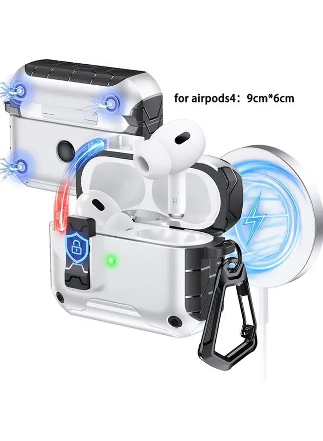 White Protective Case For Airpods 4 Anti Slip Anti Drop Scratch Resistant Cover - Image 3