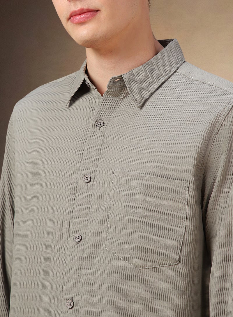 Dennis Lingo Regular Fit Khaki Shirt Spread Collar - Image 5