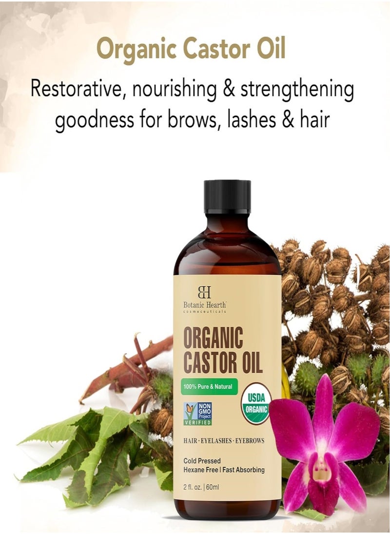 Botanic Hearth Organic Castor Oil | 60 ML | USDA Certified Organic |100% Pure & Hexane Free | Cold Pressed | Growth for Eyelashes, Eyebrows, Hair | With Eyebrow & Eyelash Brush |  - Image 5